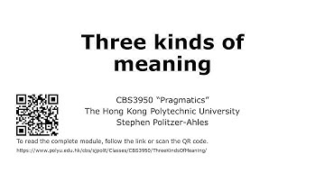 CBS3950 (Pragmatics): Three kinds of meaning