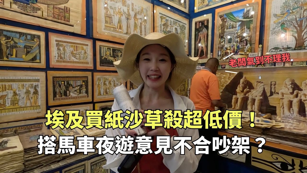 埃及紀念品推薦來這買！沙草紙殺價不手軟。搭馬車夜遊盧克索神廟，上車前竟吵起來，馬車伕尷尬勸和！#埃及 #埃及旅遊 #盧克索 #沙草紙 #egypt