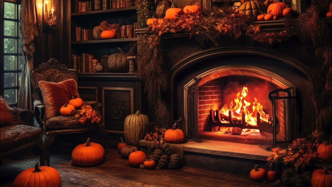 Cozy Autumn Fireplace and Rain Sound 8h Relaxing Autumn Ambience YouTube