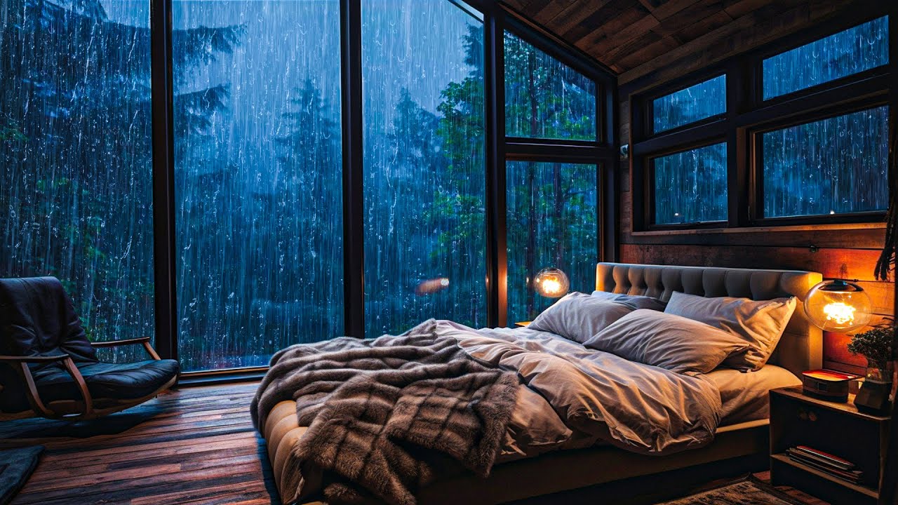 Rain Sounds for Sleep ⛈ Sounds Rain and Thunder on Window Calm Goodbye ...