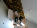 Hanging 4x12 sheetrock on a 25' ceiling