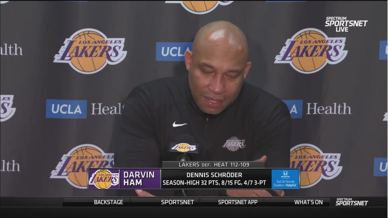 Darvin Ham Postgame Interview | Los Angeles Lakers beat Miami Heat 112-109