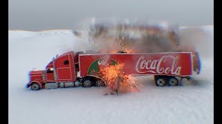 Blasted New Year's truck from plasticine, cocacola