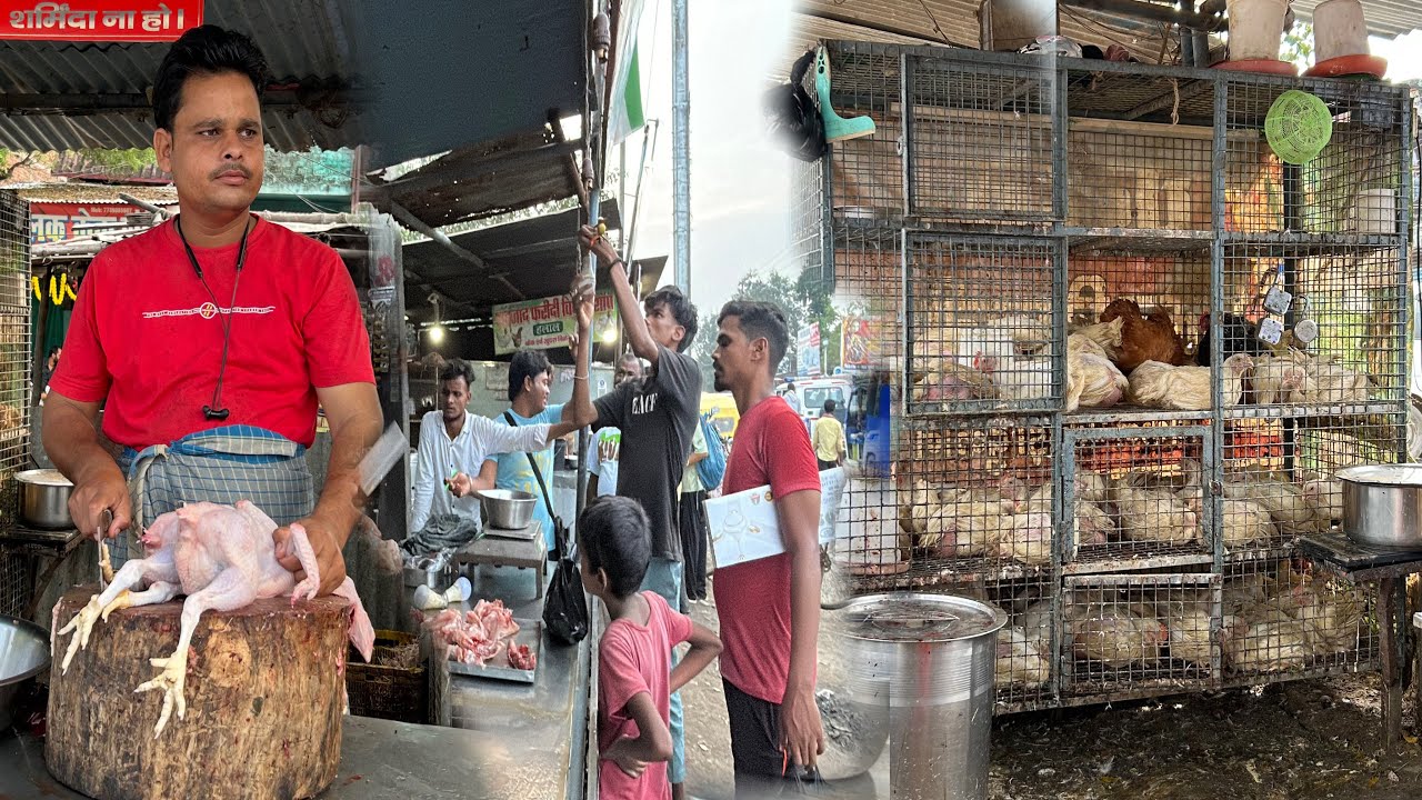 बृहस्पतिवार के दिन इतना कम दुकान दारी 😢😢 chicken cutting, chicken cutting machine, 
