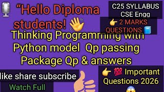 🔥Diploma C25 Thinking in Python Model Question Paper-3 |Part-B Questions  Answers 💯|Exam Preparation
