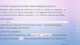 Reading a String Character-by-Character in C Without Skipping Input