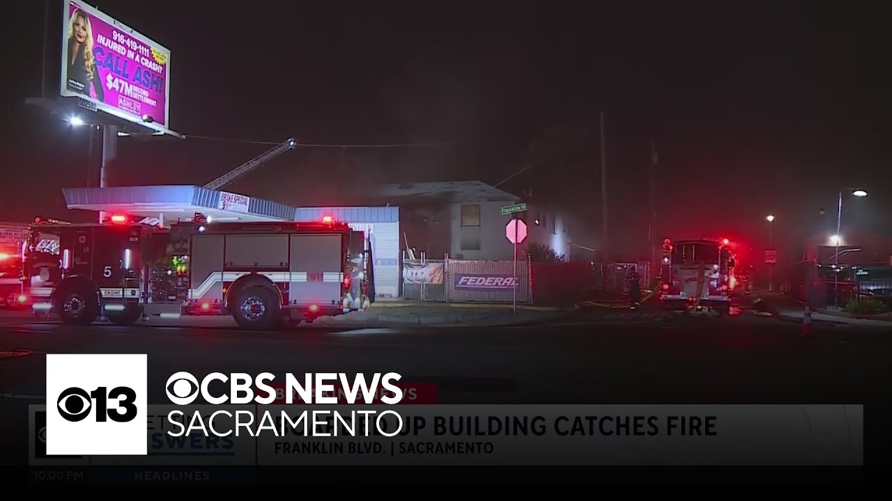 Boarded-up building catches fire on Franklin Boulevard in Sacramento