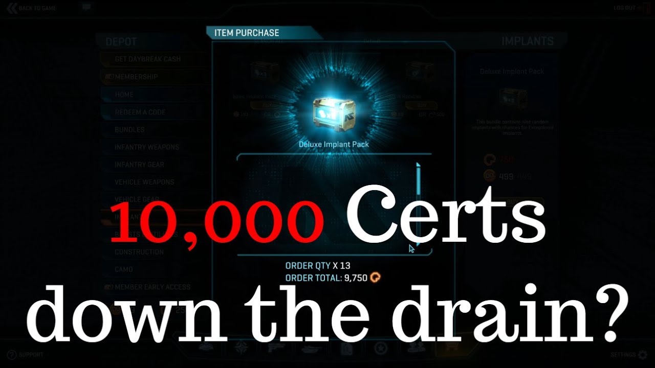 Planetside 2- 10,000 certs down the drain?