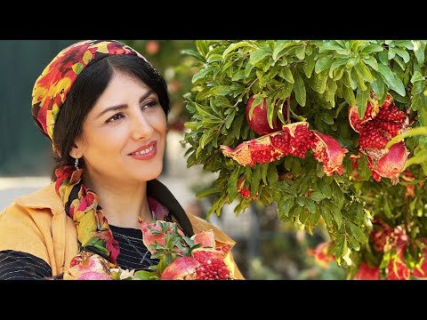 #40 Autumn Routine Life of a Country Woman| Cooking Pomegranate Chicken Stew |Slow Village Life Iran