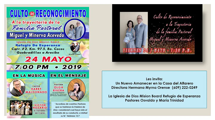 CULTO DE RECONOCIMIENTO A LA FAMILIA PASTORAL MIGU...