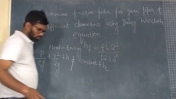 1/1 Determine friction factor for pipes using Darcy Weisbach equation