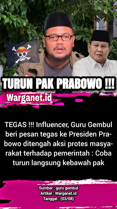 Guru Gembul's harsh criticism of President Prabowo. 03/08 #gurugembul #prabowo #onepiece #flag #l...