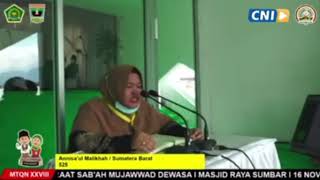 Lantunan Suara merdu Qori'ah Annisatul Malikhah (Sumbar) pd MTQ Nas Padang 2020