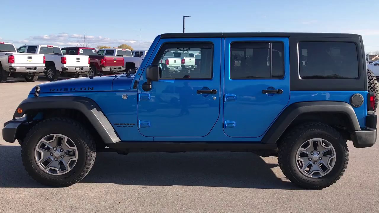 2015 JEEP WRANGLER RUBICON 4 DOOR UNLIMITED HYDRO BLUE WALK AROUND REVIEW  SOLD! 7T475B SUMMITAUTO - YouTube