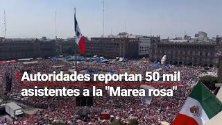 #MareaRosa | Autoridades reportan al menos 50 mil asistentes a la marcha del Zócalo