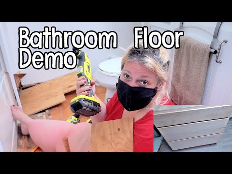 Extreme DIY Kitchen Cabinets and Bathroom Floor DEMO and Repair - Mobile Home Renovation