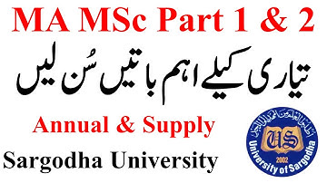 MA MSc Part 1 & 2 Sargodha University Exams Preparation Annual & Supply UOS MA MSc Exams