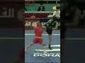 Sick kick catch throw counter in wushu sanda match