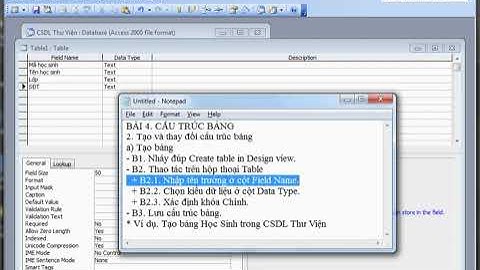 Ví dụ   Tạo bảng Hoc Sinh trong CSDL Thư Viện