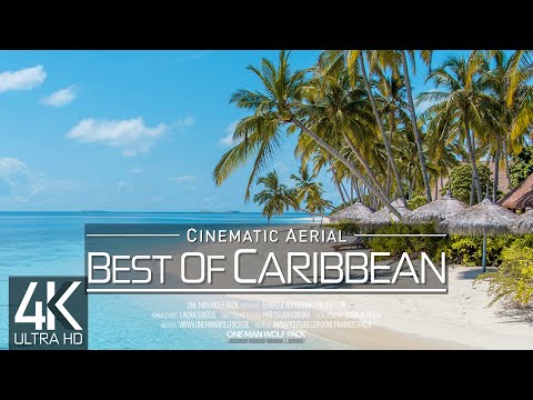 【4K】8 HOUR DRONE FILM: «Islands of the Caribbean» Ultra HD 🔥 Relaxation Music (for 2160p Ambient TV)
