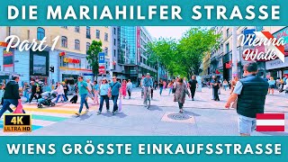 Österreich Wien Mariahilfer Straße  Einer der längsten Einkaufsstraßen Europas Teil 1  4K Rundgang