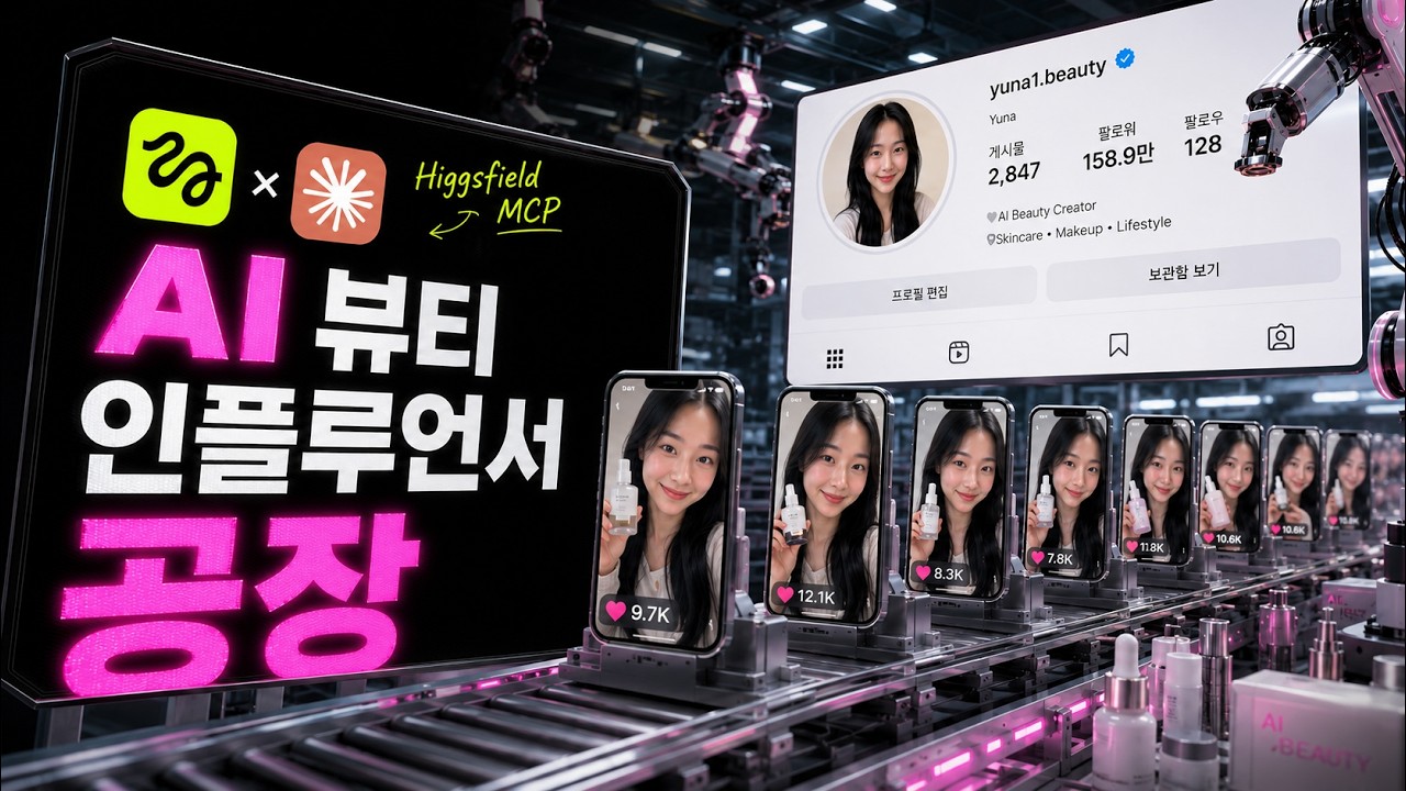 공장형 AI 뷰티 인플루언서 만들었습니다 (ft. Higgsfield MCP) thumbnail