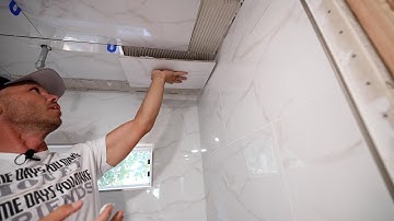 Tile a Shower Ceiling --- Large 12x24 Porcelain Tiles