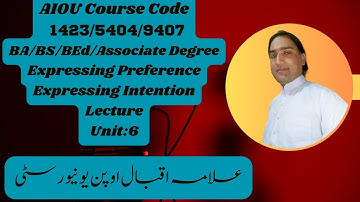 .AIOU Course Code: 1423/5404/9407 - Lecture /Unit-6