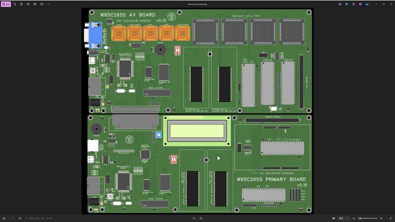 W65C265S: PCB Refactor - Split PCBs, Primary & Audio-Visual