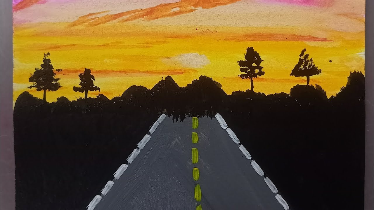 How To Draw Easy Landscape Painting/Easy Acrylic Landscape Painting Idea 