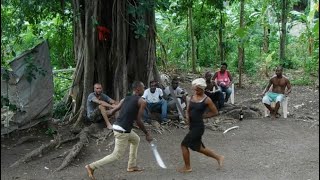 Jean-Paul training his sister Nadja with blades ~ Haitian Machete Fencing (Summer 2015)