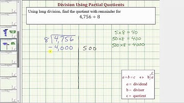 Ex: Division Using Partial Quotient - Four Digit Divided by One Digit (With Remainder)