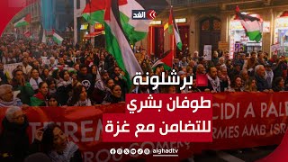طوفان بشري يطوف شوارع برشلونة للتضامن مع الفلسطينيين
