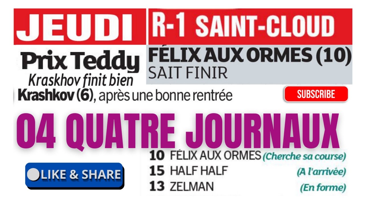 04 JOURNAUX WEEKEND GAZETTE G.COURSE P.TURF  05.03.26 PRIX TEDDY FÉLIX AUX ORMES CHERCHE SA COURSE 