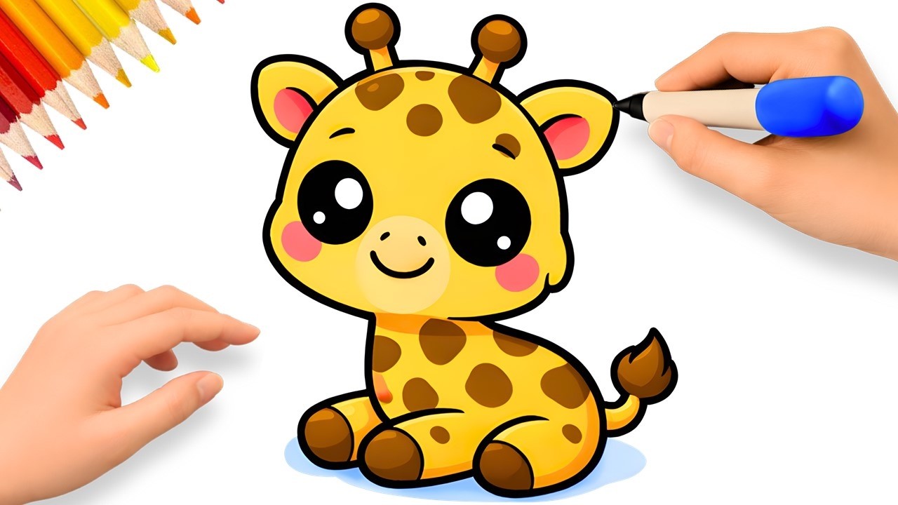 COMMENT DESSINER UNE GIRAFE BÉBÉ FACILEMENT 🦒❤️