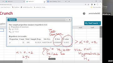 StatCrunch: Interpretation of P Value