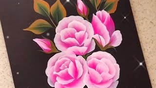 how to make a bunch of Beautiful roses of pink colour with an acrylic paint 🎨🖌️.#paintingtutorial.