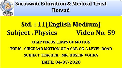 PHY(ENG. MED) CLASS 11|04-07-2020|CHAP 05: LAWS OF MOTION(PART-59)~ BY HUSEIN VOHRA