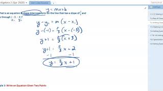 Algebra 2: 1.4: Writing Linear Equations