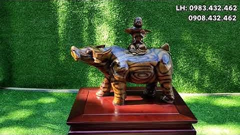 Tượng gỗ mục đồng chăn trâu thổi sáo | Tượng con trâu bằng gỗ giá rẻ