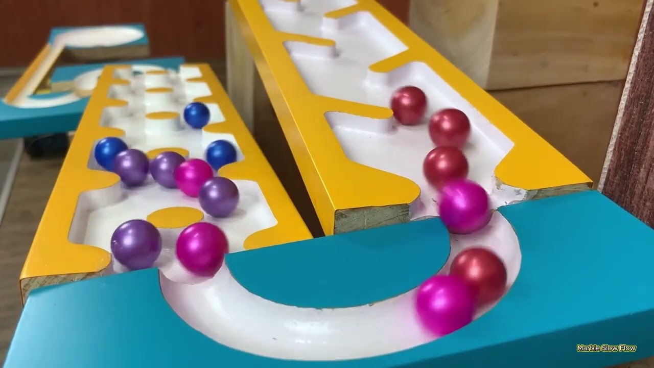 Marble Run Race ASMR Snack, Bus, Tractor 