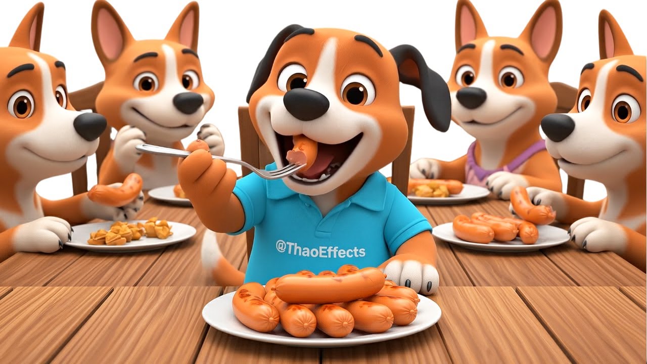 Cute Puppy Cooks Grilled Sausages 🐶🌭 | Adorable Dog Cooking Video