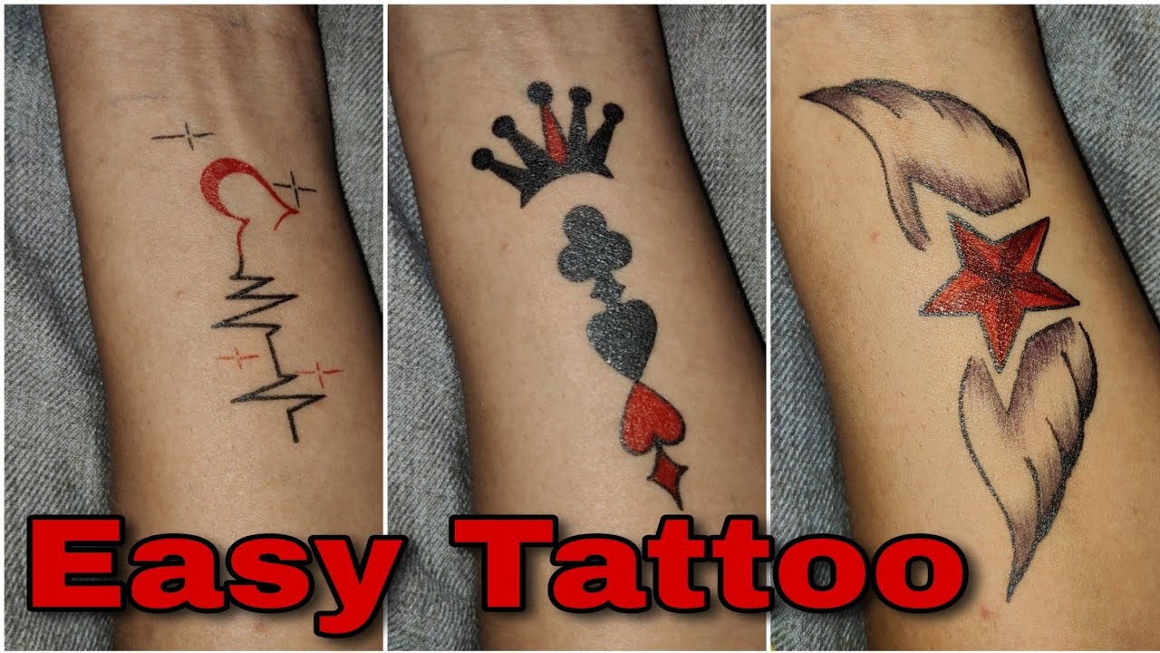 Fake Tattoo Drawing Ideascrease Male and female Easy Tattoo|| tattoo making art|| temporary tattoo art ...