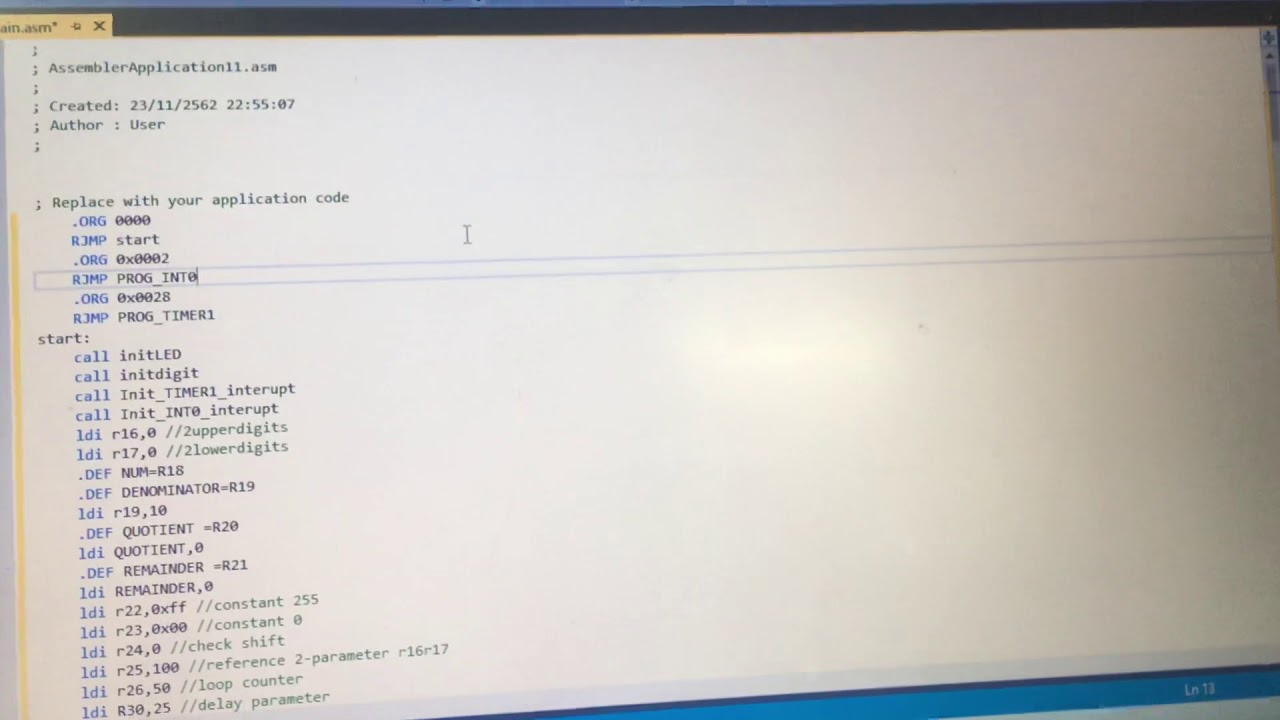 แอสเซมเบลอร์  New 2022  Assembly : 7segment4digits timer3interrupt+int0interrupt(external interrupt)