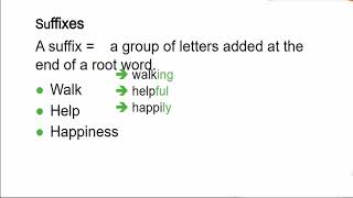 prefix and suffix الاضافة لبداية و نهاية الكلمات لتعلم الهجاء الصحيح