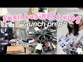 Small business vlog launch prep  sorting inventory rebranding strategy packing orders