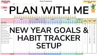Plan With Me for the New Year: Goals, Resolutions & Habit Tracker Setup With a Spreadsheet