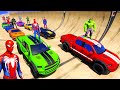 SPIDERMAN CARS MULTI RAMP Jump Challenge SUPERHERO HULK IRON MAN Monster TRUCKS RACE STUNTS - GTA 5