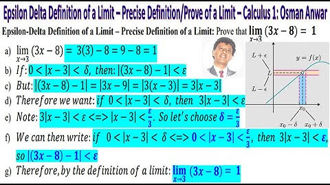 Epsilon Delta Definition of a Limit – Precise Definition/Prove of a Limit – Calculus 1: Osman Anwar
