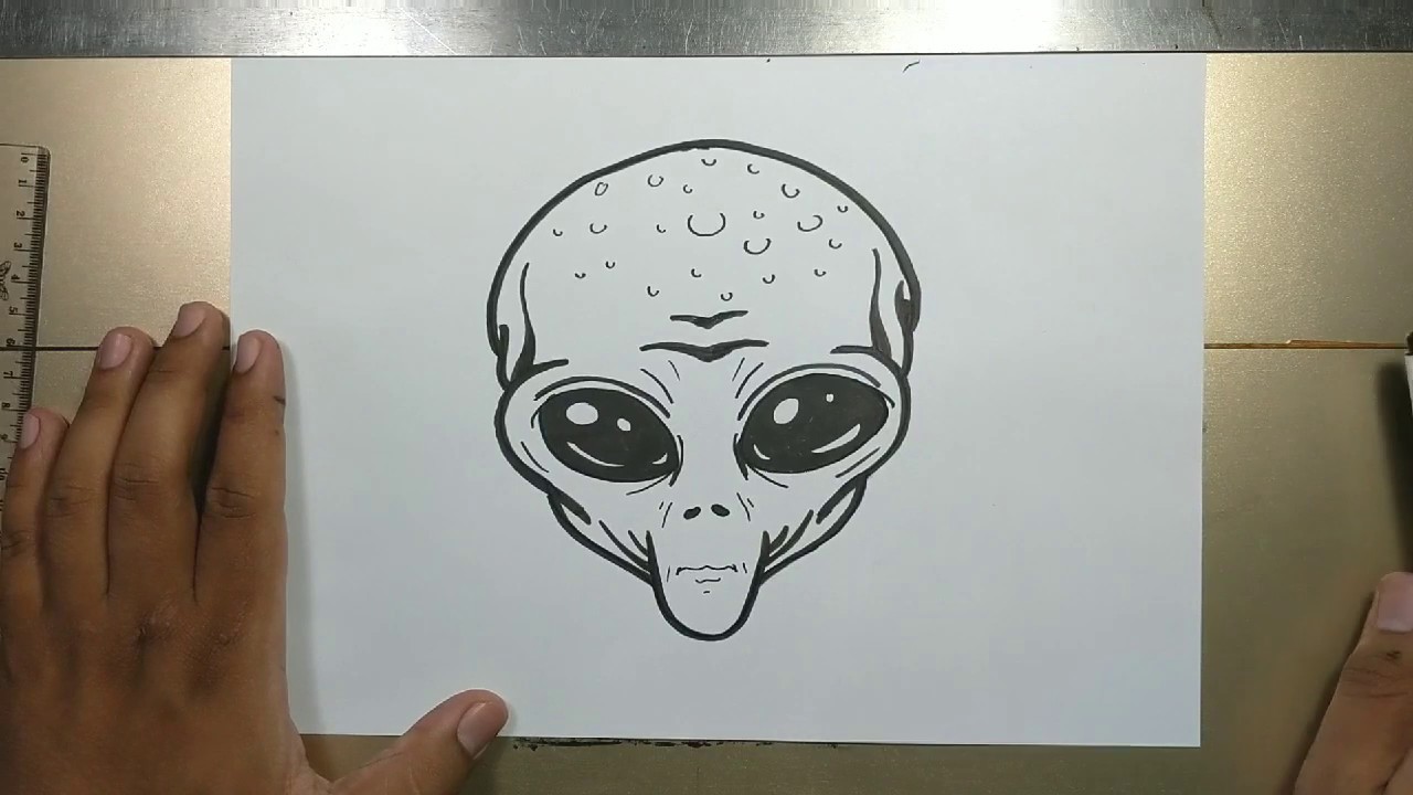 How to draw ALIEN FACE step by step - YouTube
